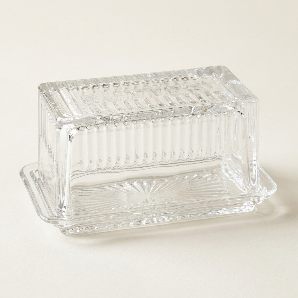 Large Rectangular Covered Butter Dish 7 5 L - Clear