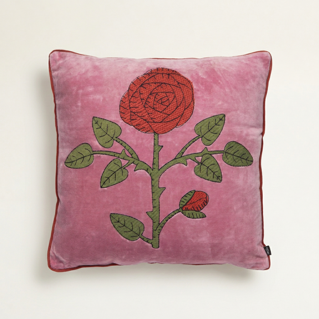 Rose Briar Embroidered Pillow