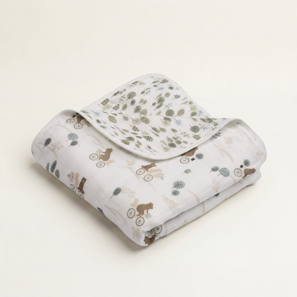 Bears on Bikes Muslin Quilt