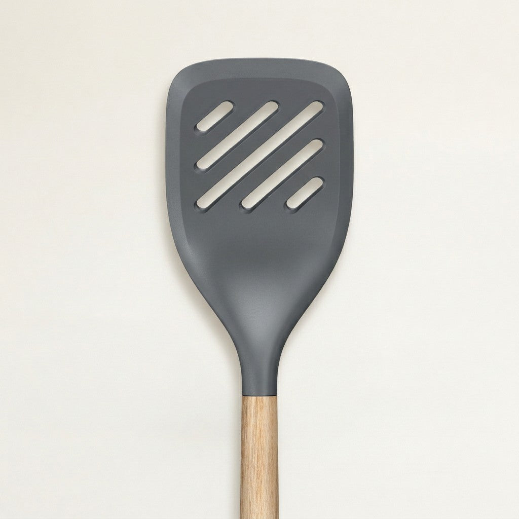 Slotted Turner with Oak Wood Handle