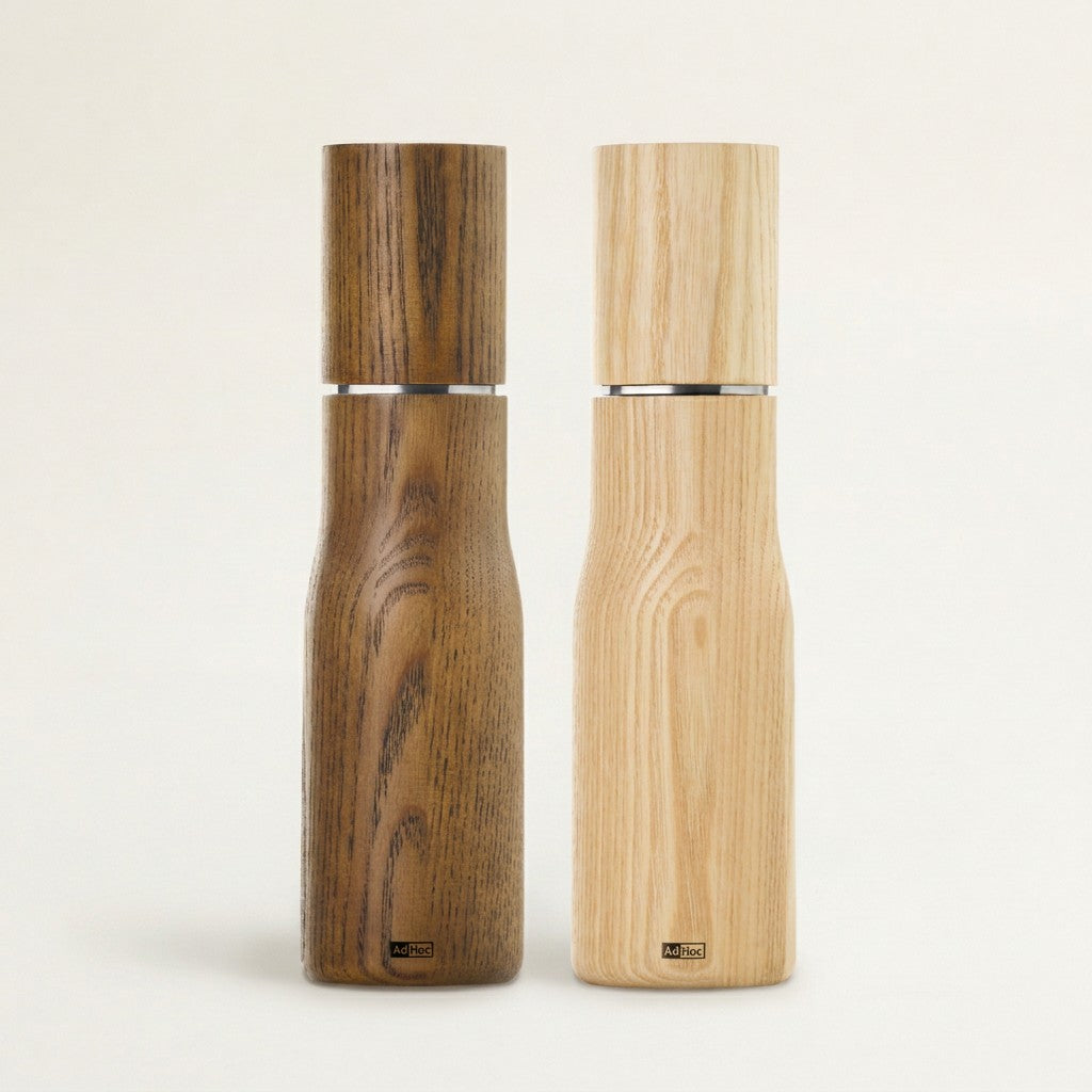 Levo Salt & Pepper Mill Set, Light/Dark Ash Wood