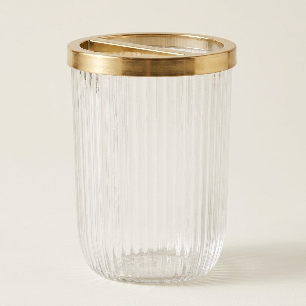 Fluted Glass Toothbrush Holder