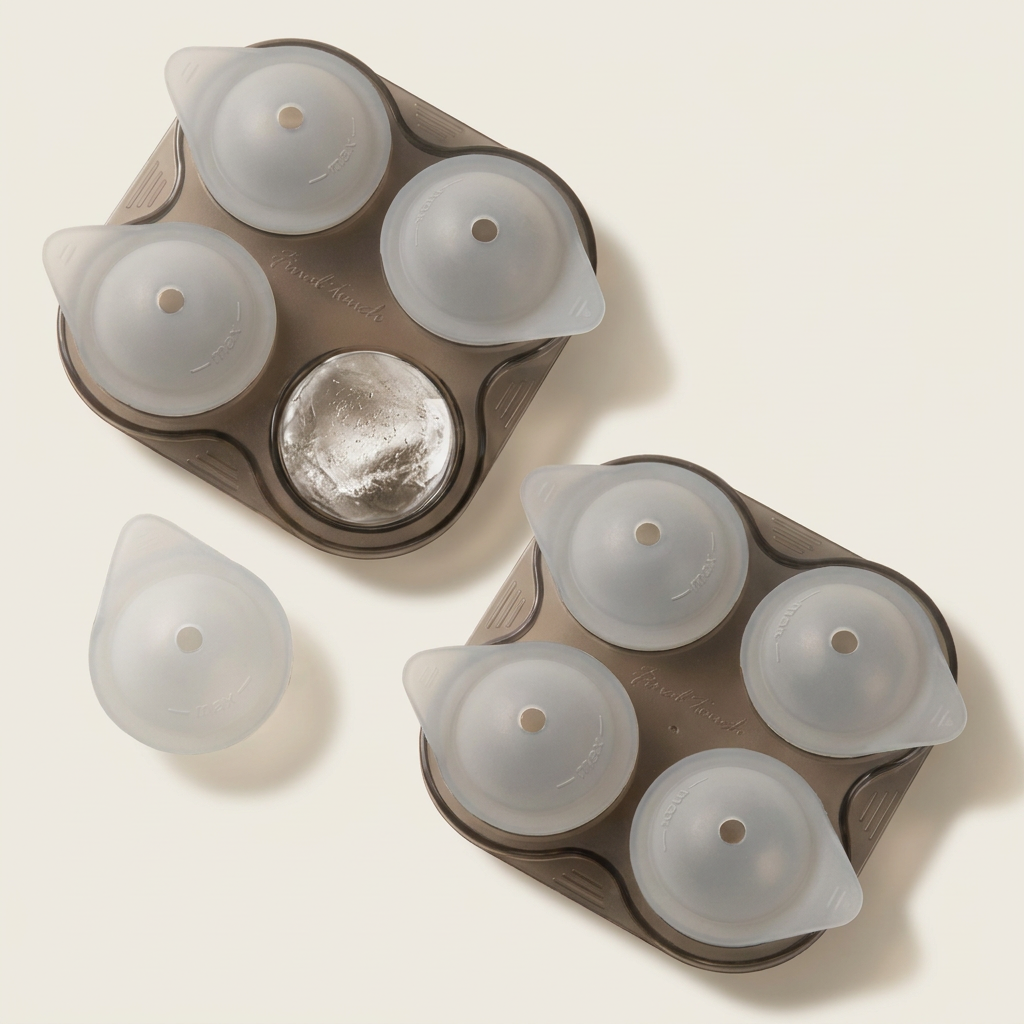 Silicone 4 Ice Ball Tray - Set of 2