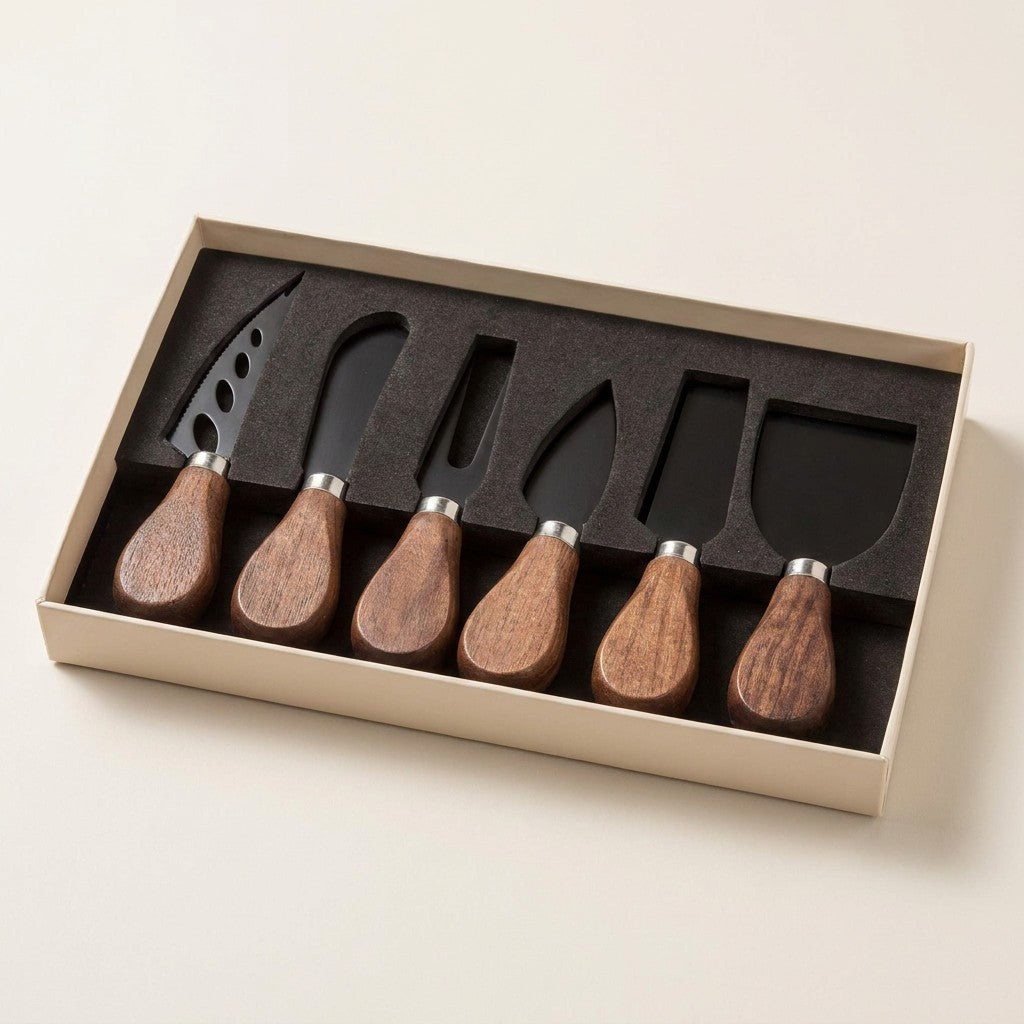Walnut Handled Cheese Knives, Set of 6