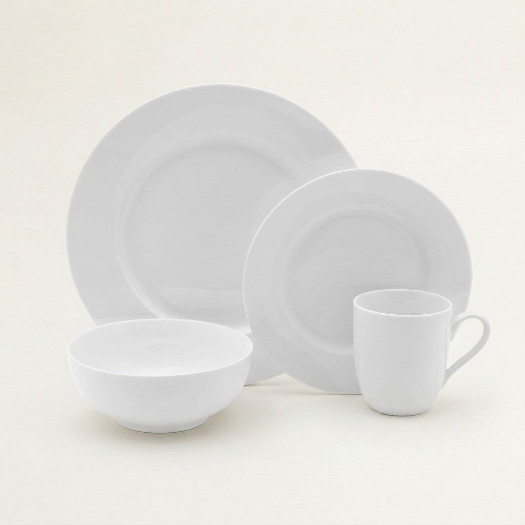 Everyday White Classic Rim Dinnerware, 16-Piece Boxed Set