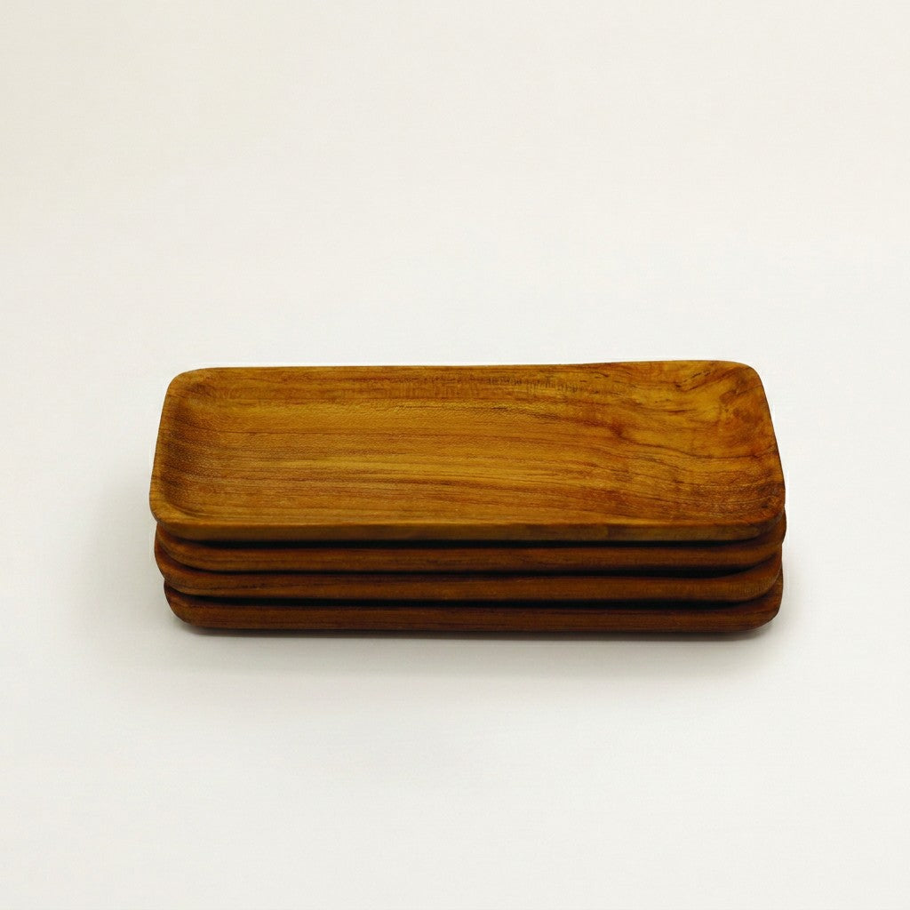 Teak Rectangular Trays, Set of 4