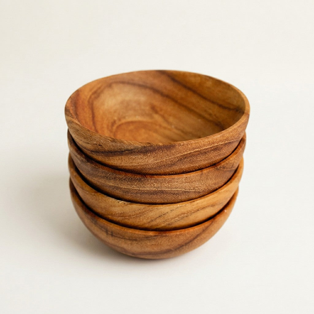 Teak Round Bowls, Set of 4