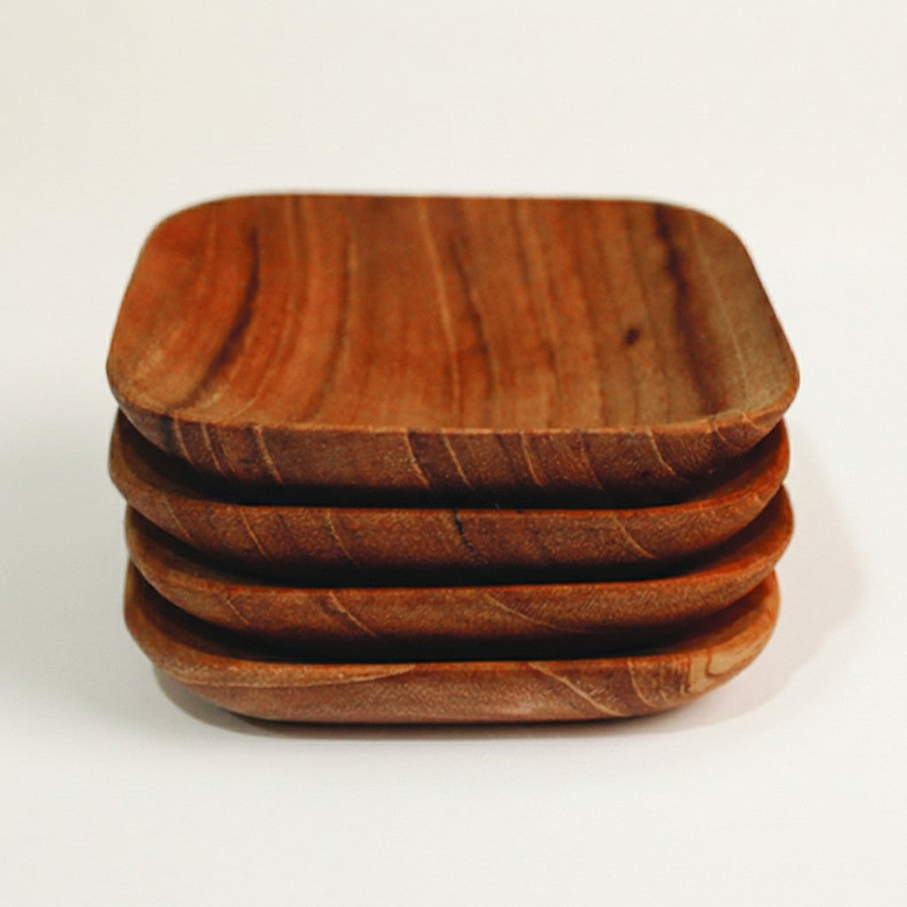 Teak Square Bowls, Set of 4