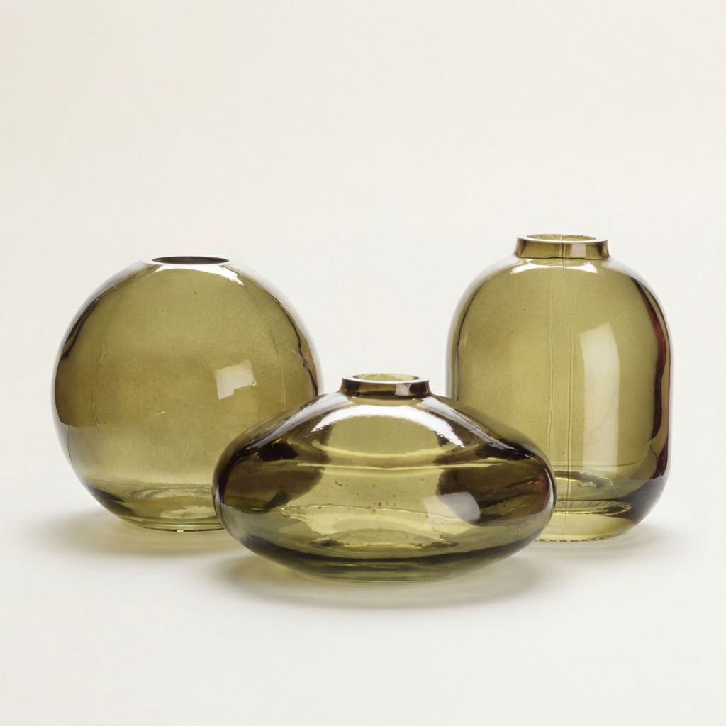 Small Bud Vase, Moss Green, Set of 3