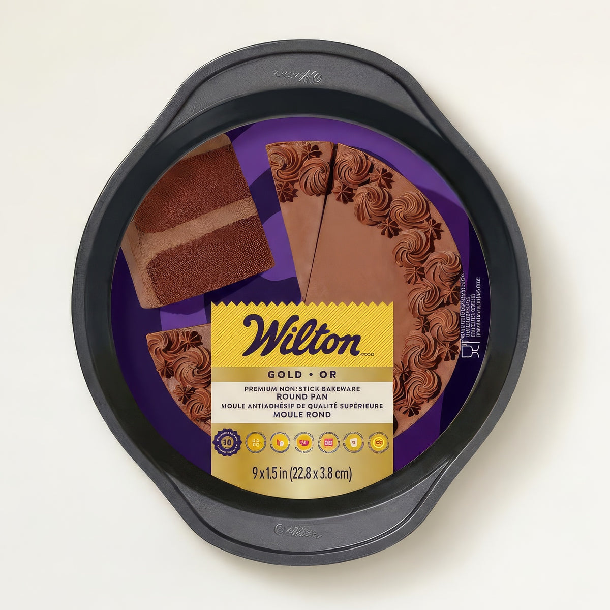 Gold Non-Stick Bakeware Round Cake Pan, 9x1.5 Inch