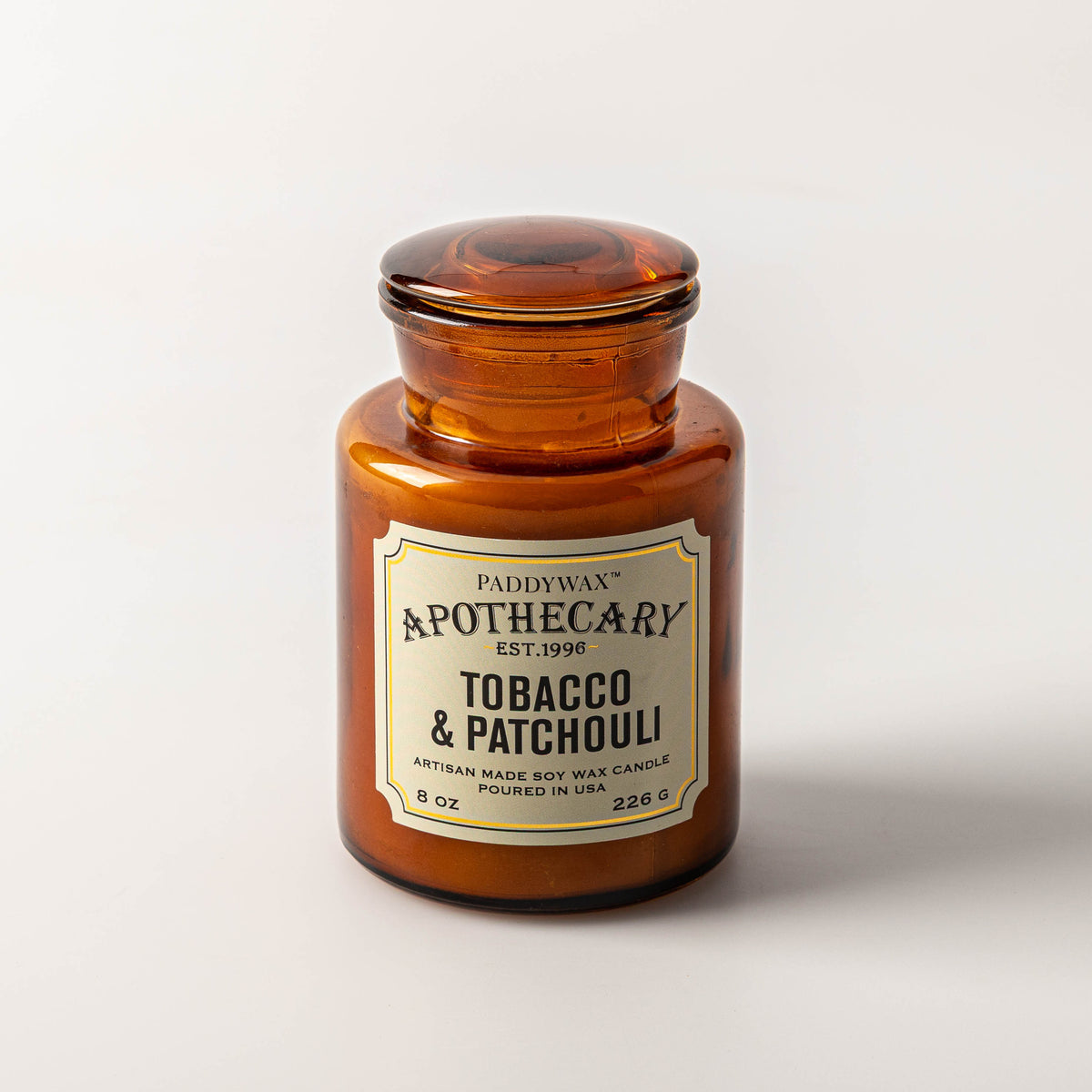 Apothecary Candle, Amber Glass – 8 oz