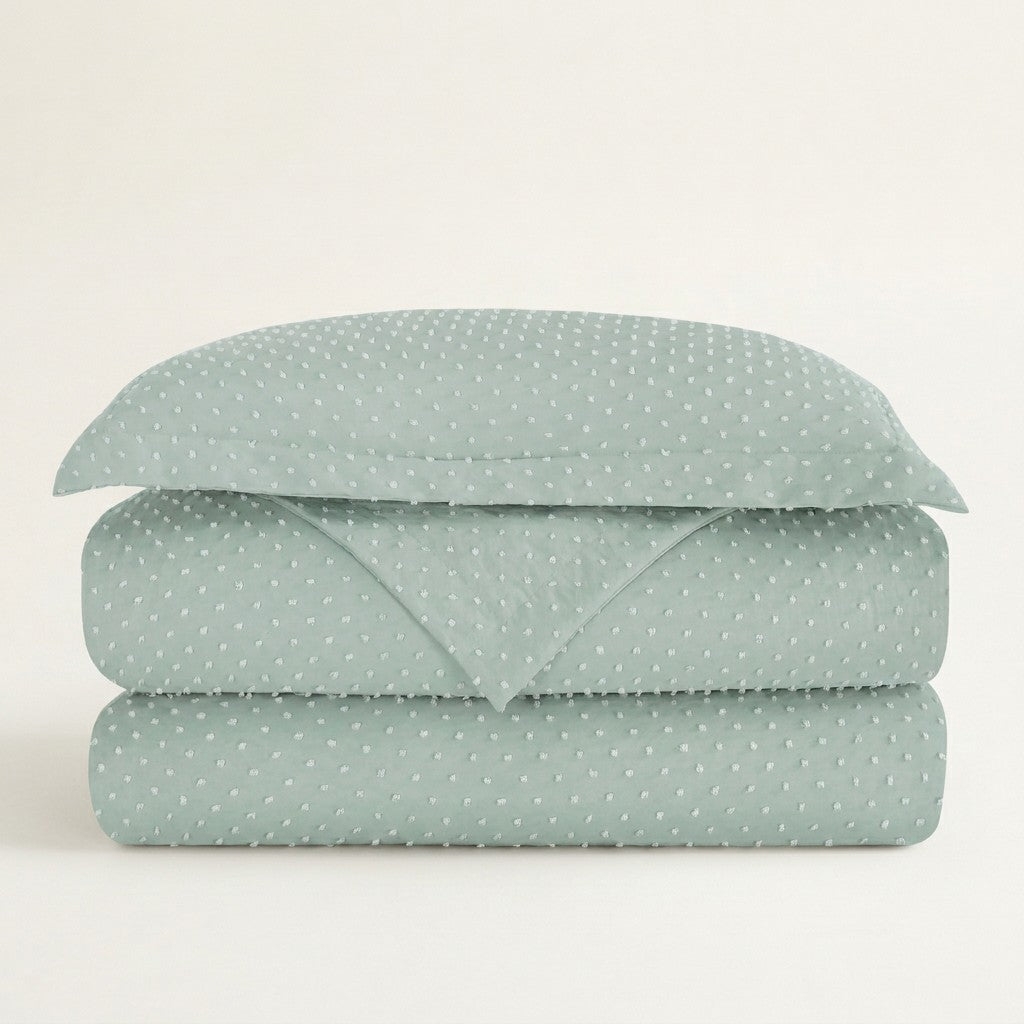 Krinkle Dots Clipped Jacquard Duvet Cover Set