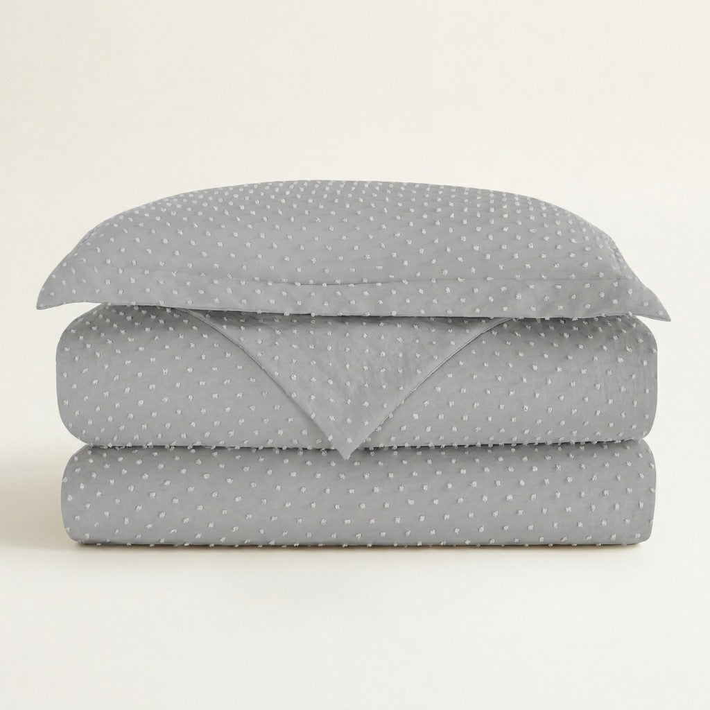 Krinkle Dots Clipped Jacquard Duvet Cover Set