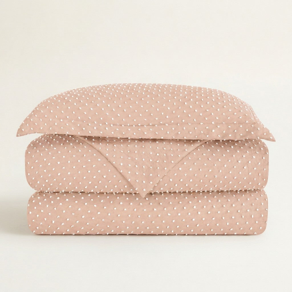 Krinkle Dots Clipped Jacquard Duvet Cover Set