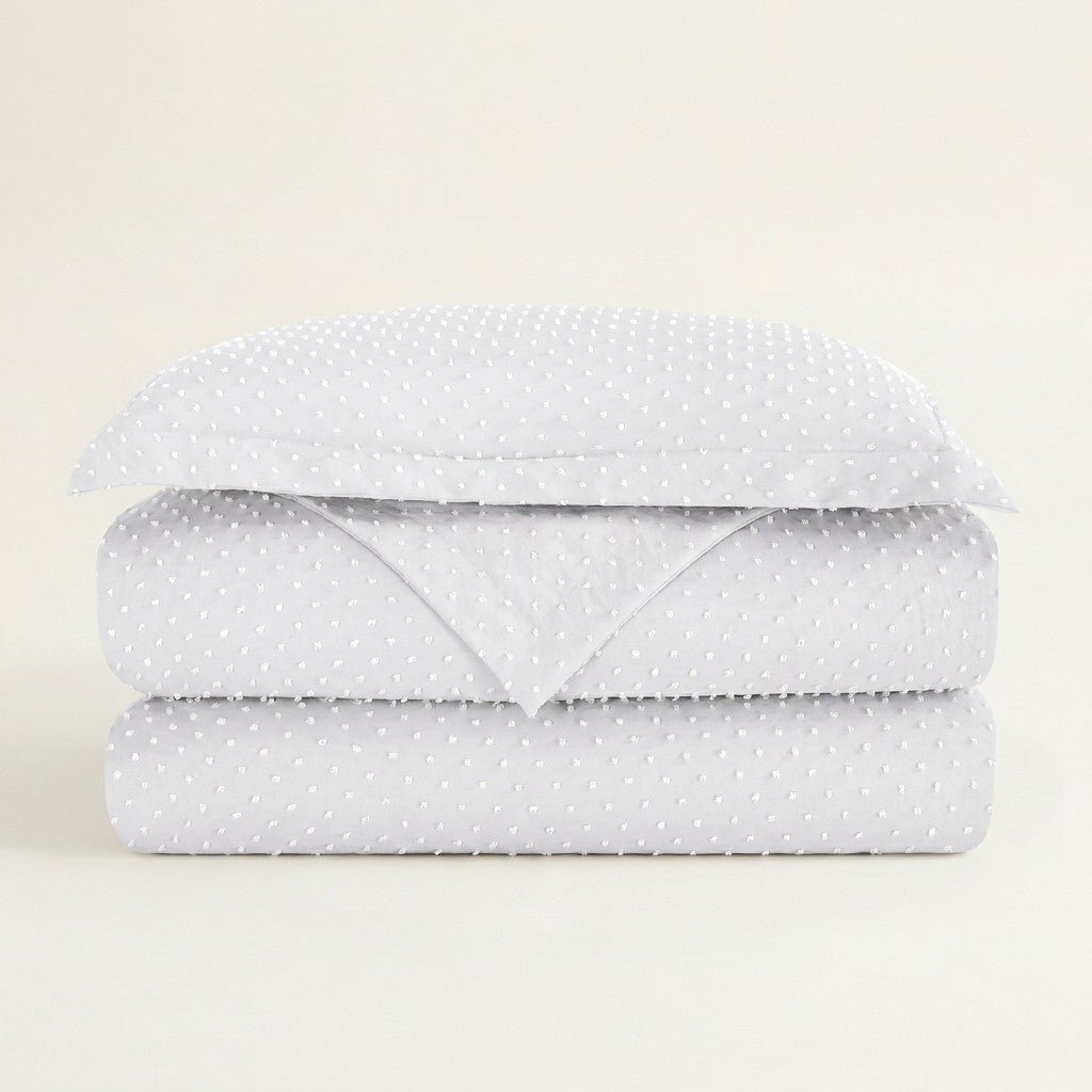 Ensemble de housse de couette à pois en jacquard fil coupé Krinkle