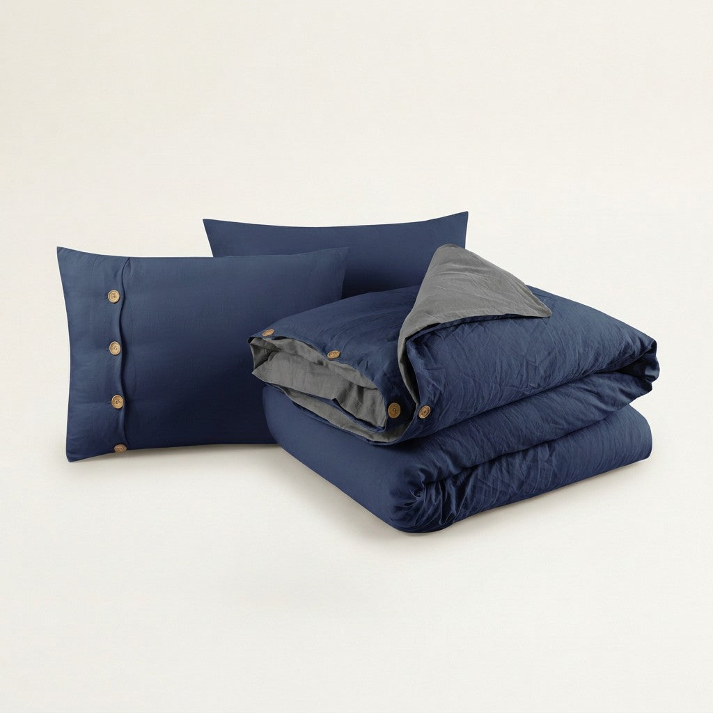 Krinkle Reversible Prewashed Microfiber Duvet Cover Set