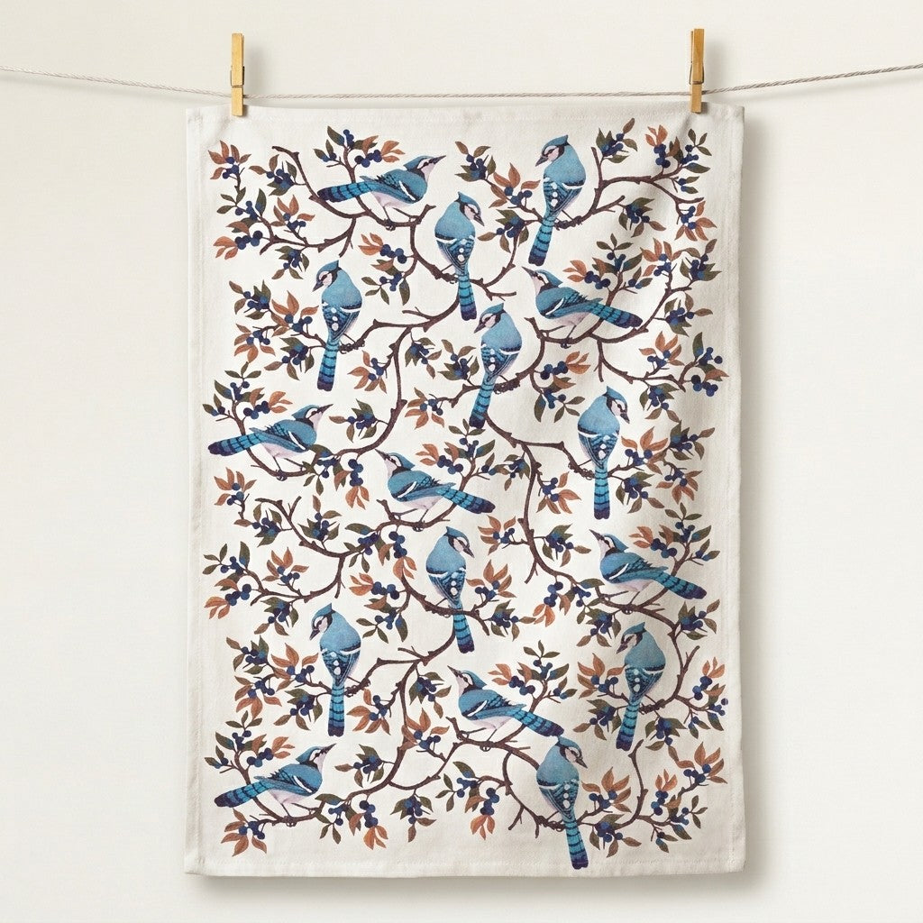 Blue Jays & Berries Kitchen Towel