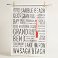 Lake Huron Names Tea Towel