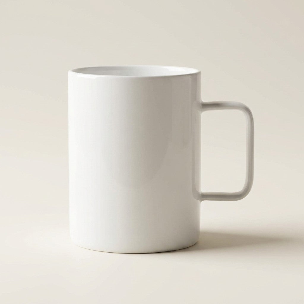 Straight Sided Modern Mug - White