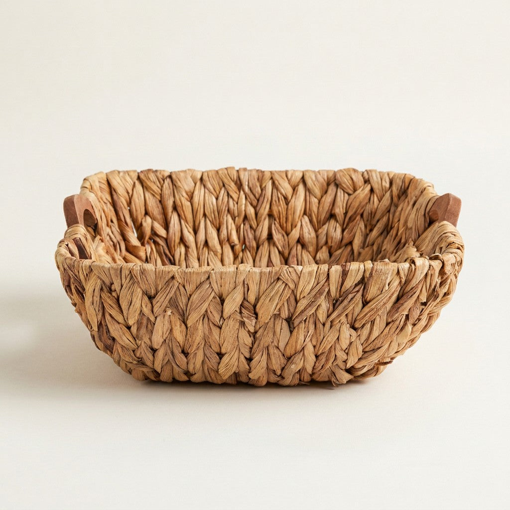 Square Hyacinth Tray with Wood Handles