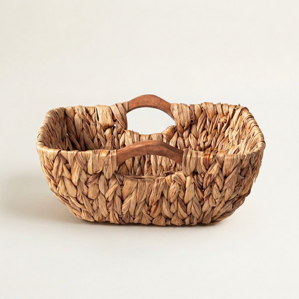 Square Hyacinth Tray with Wood Handles