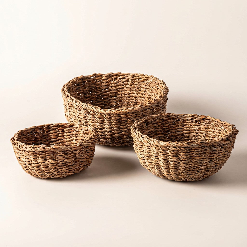 Round Seagrass Bowls, Set of 3