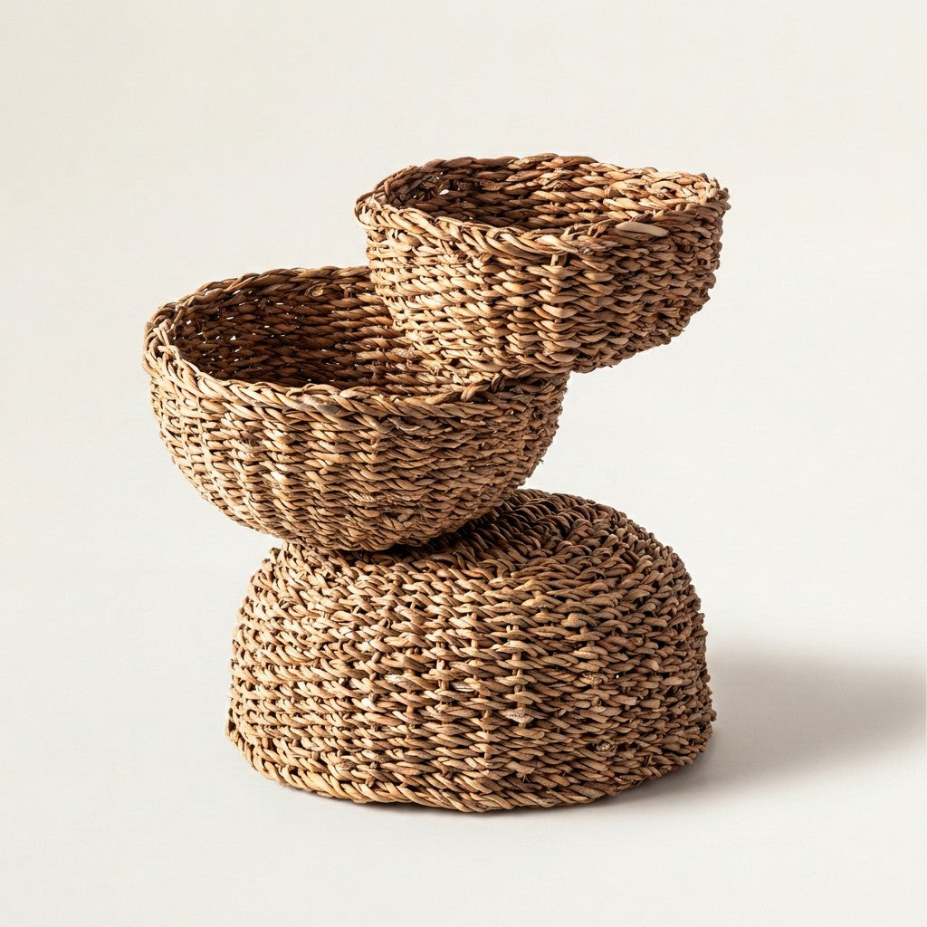Round Seagrass Bowls, Set of 3