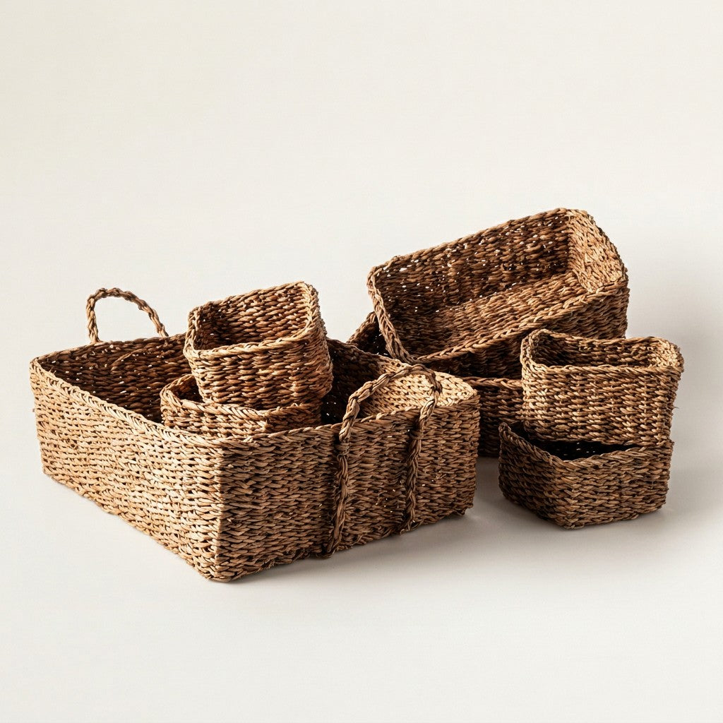 Seagrass Storage Baskets, Set of 7