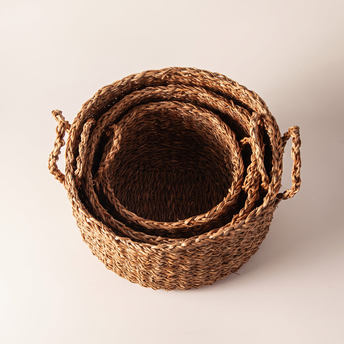 Grands paniers de rangement en jonc de mer, ensemble de 3