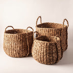 Large Seagrass Storage Baskets, Set of 3