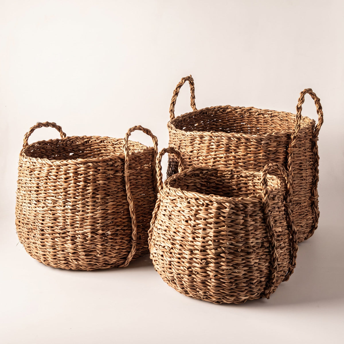Large Seagrass Storage Baskets, Set of 3