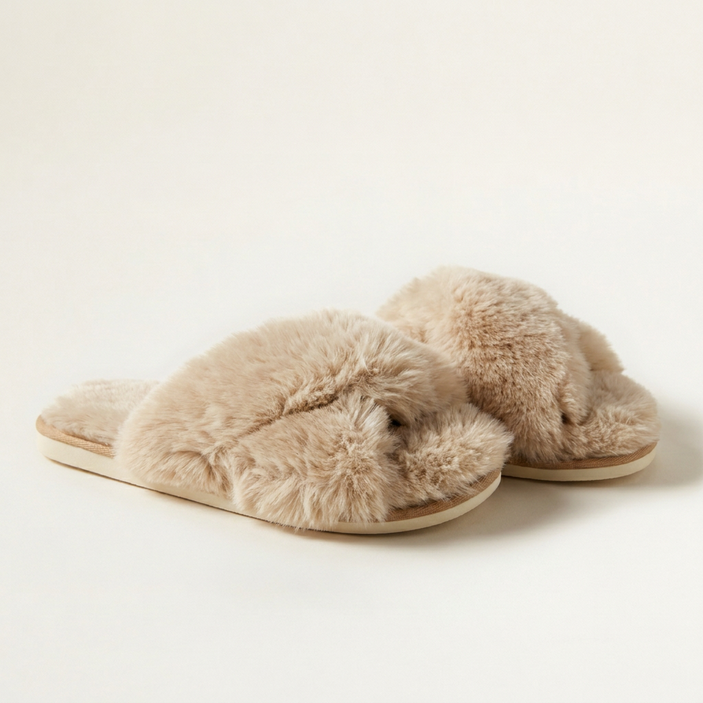 Tahoe Criss Cross Fur Slippers