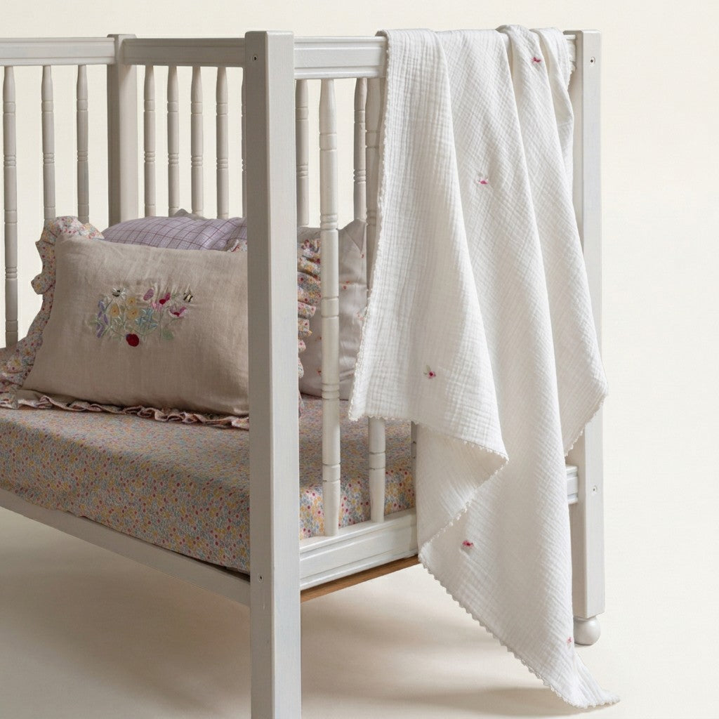 Embroidered Muslin Blanket