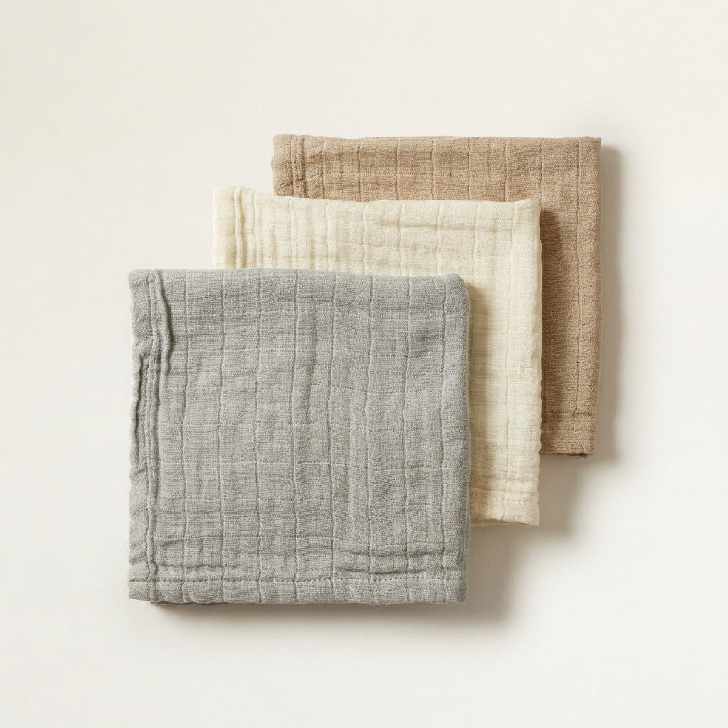 Pre-Washed Muslin Facecloths, 3-Pack