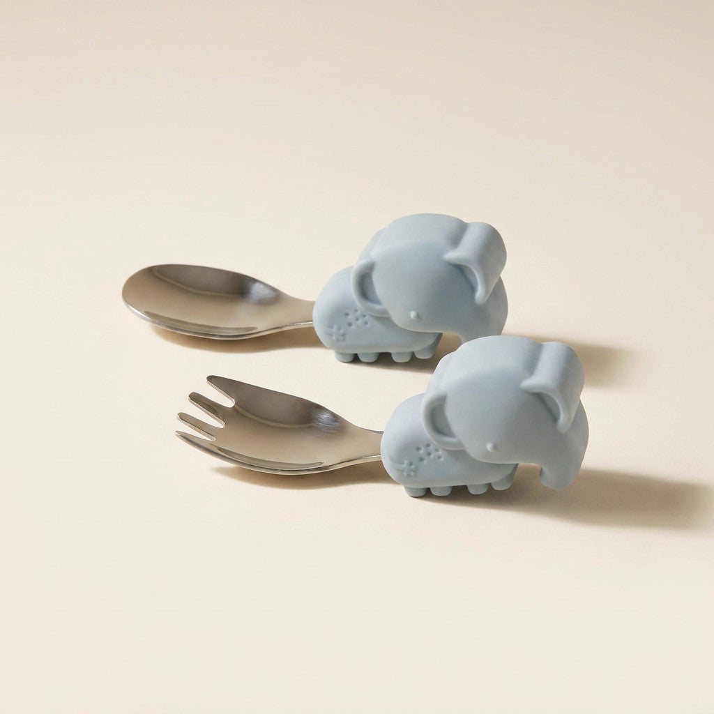 Born to be Wild Learning Spoon & Fork Set, Bunny