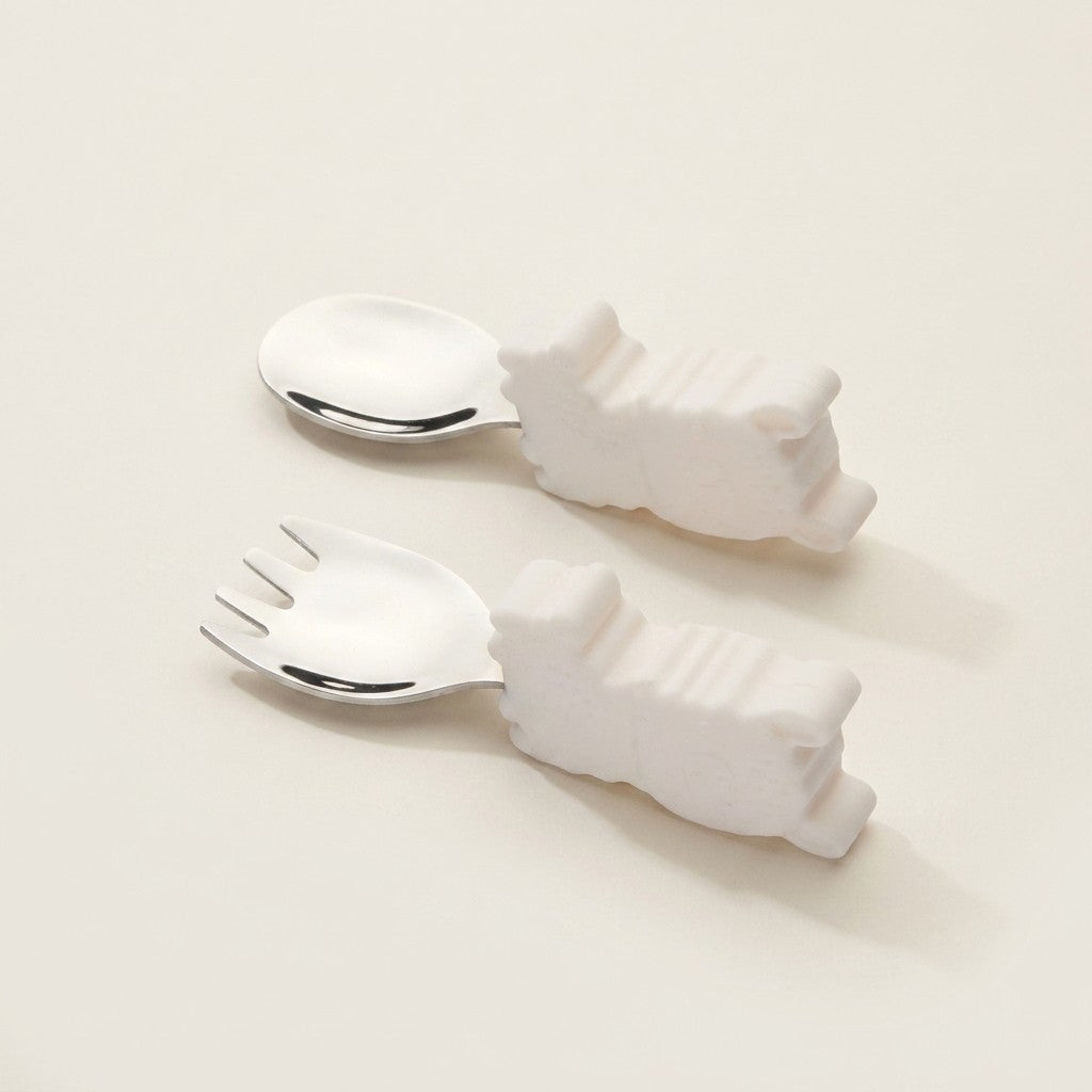 Born to be Wild Learning Spoon & Fork Set, Bunny
