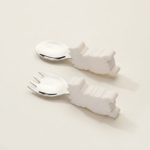 Born to be Wild Learning Spoon & Fork Set, Bunny