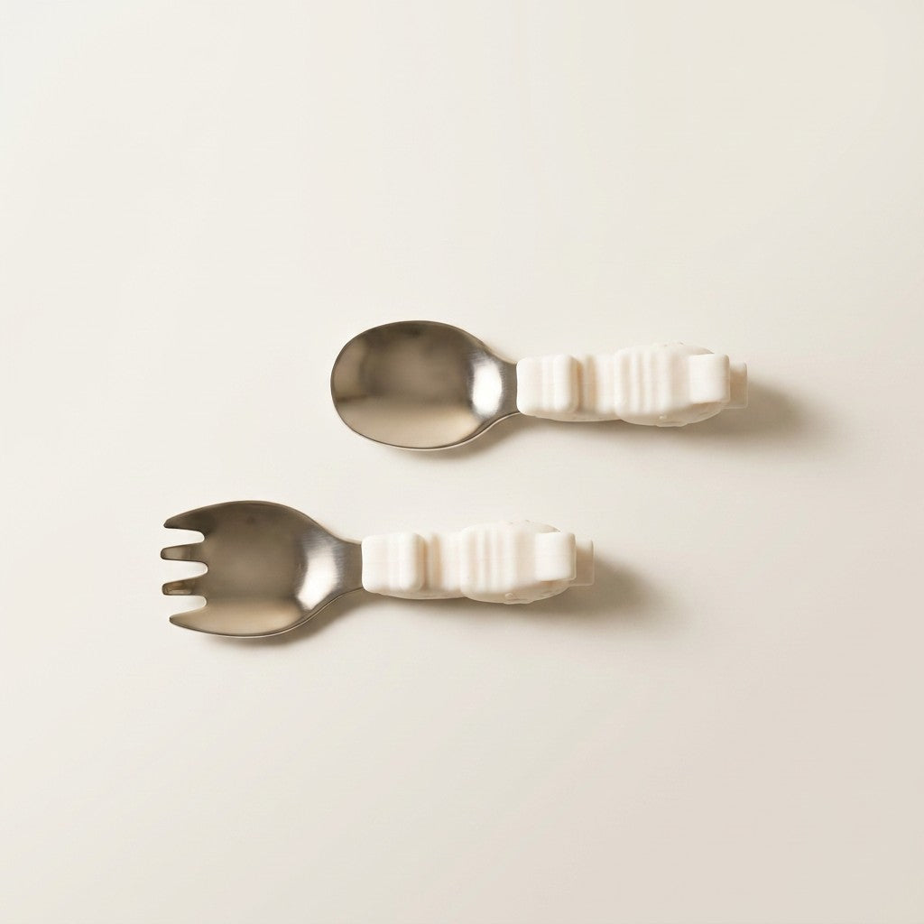 Born to be Wild Learning Spoon & Fork Set, Bunny