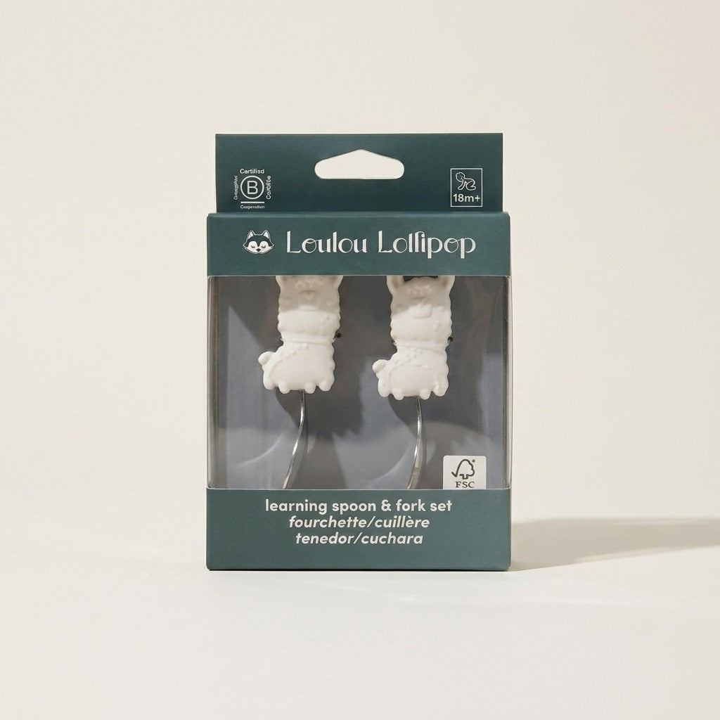 Born to be Wild Learning Spoon & Fork Set, Bunny
