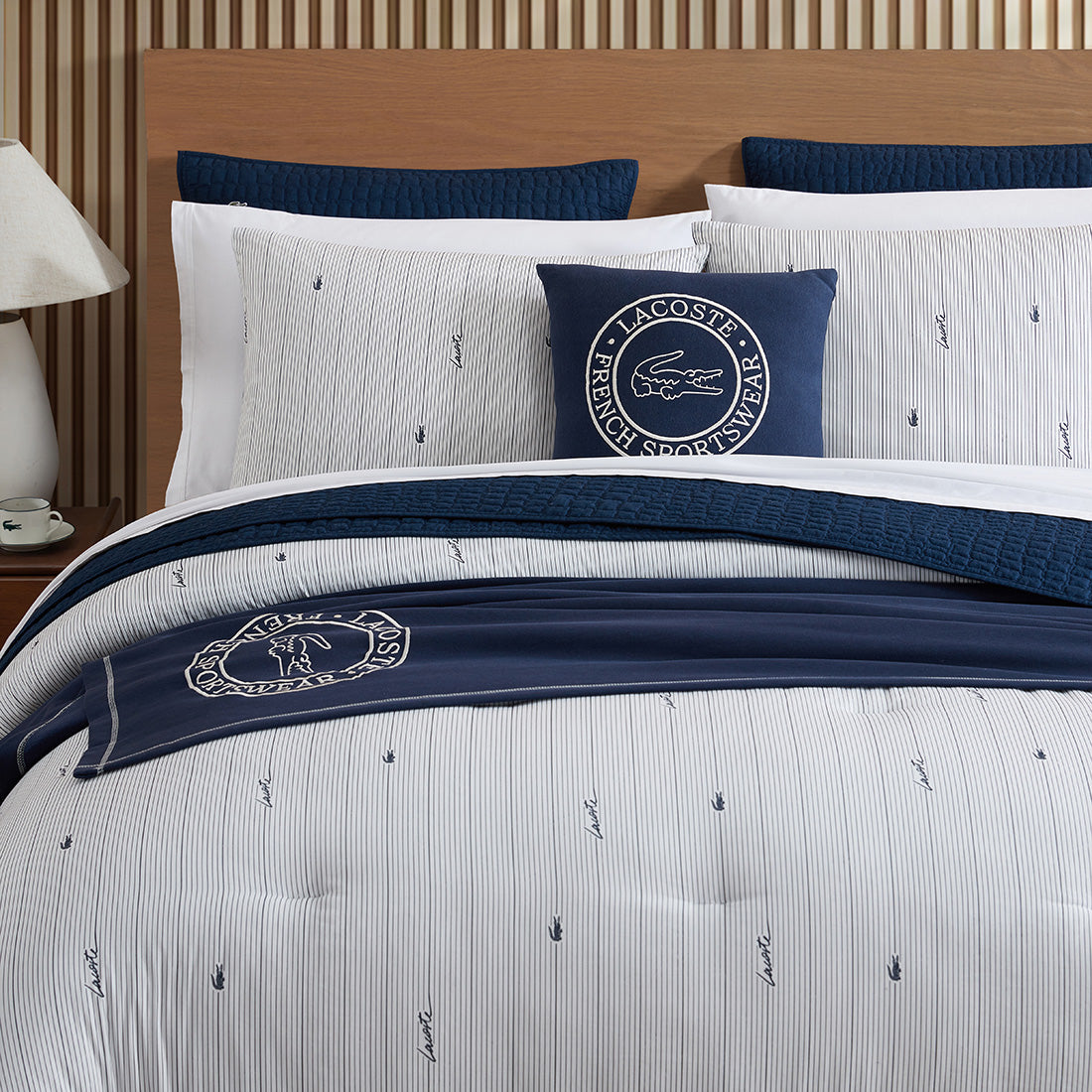 Lacoste Logo Stripe Cotton Comforter Set