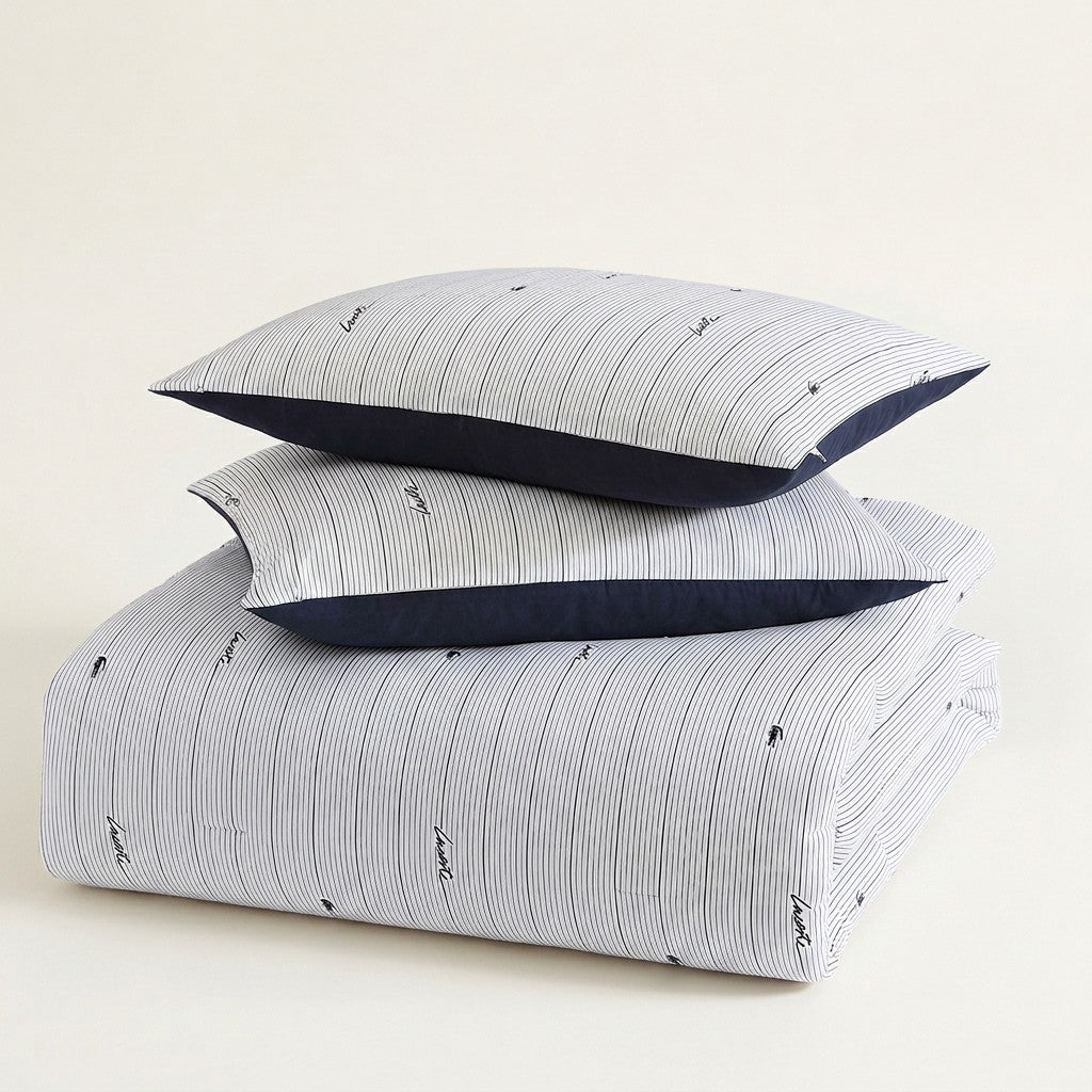 Lacoste Logo Stripe Cotton Comforter Set