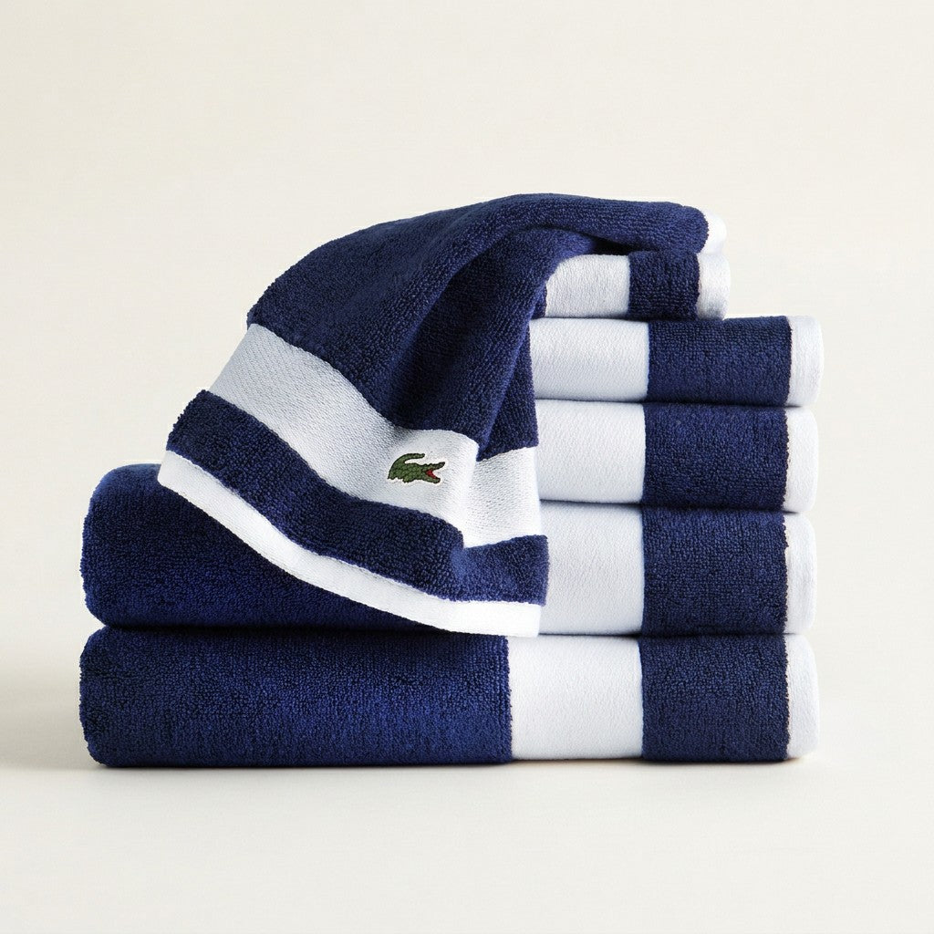 Lacoste Sport Stripe Logo Bath Towel 6 Piece Set