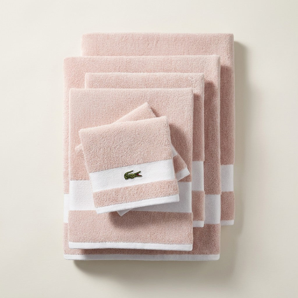 Lacoste Sport Stripe Logo Bath Towel 6 Piece Set