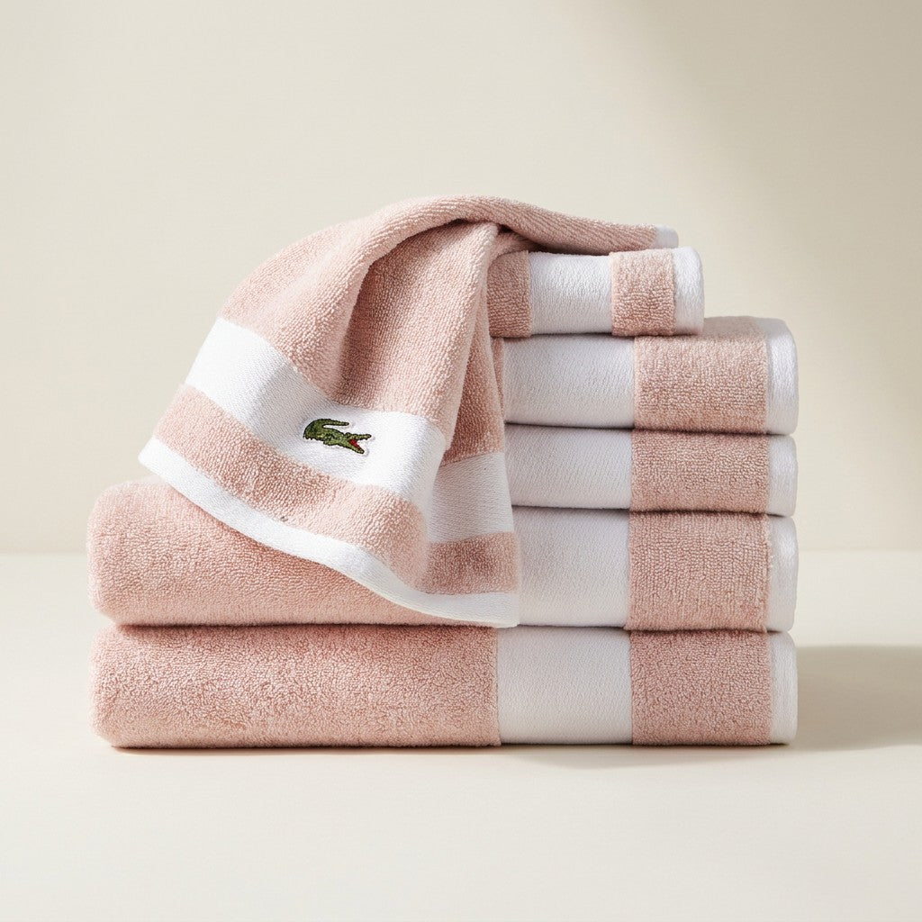 Lacoste Sport Stripe Logo Bath Towel 6 Piece Set