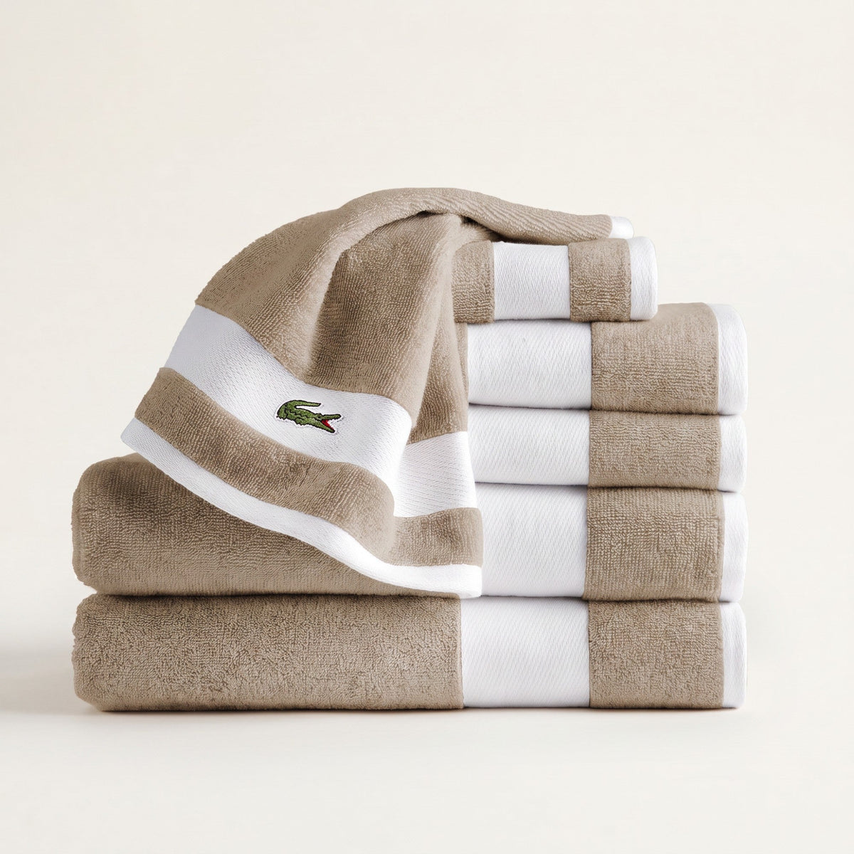 Lacoste Sport Stripe Logo Bath Towel 6 Piece Set