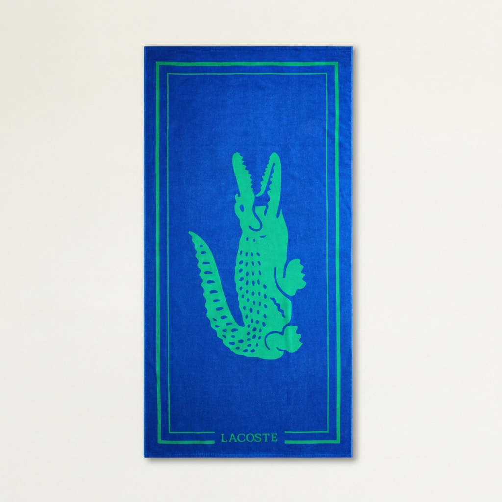Lacoste Frame Crocodile Print Beach Towel