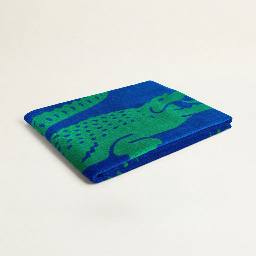 Lacoste Frame Crocodile Print Beach Towel
