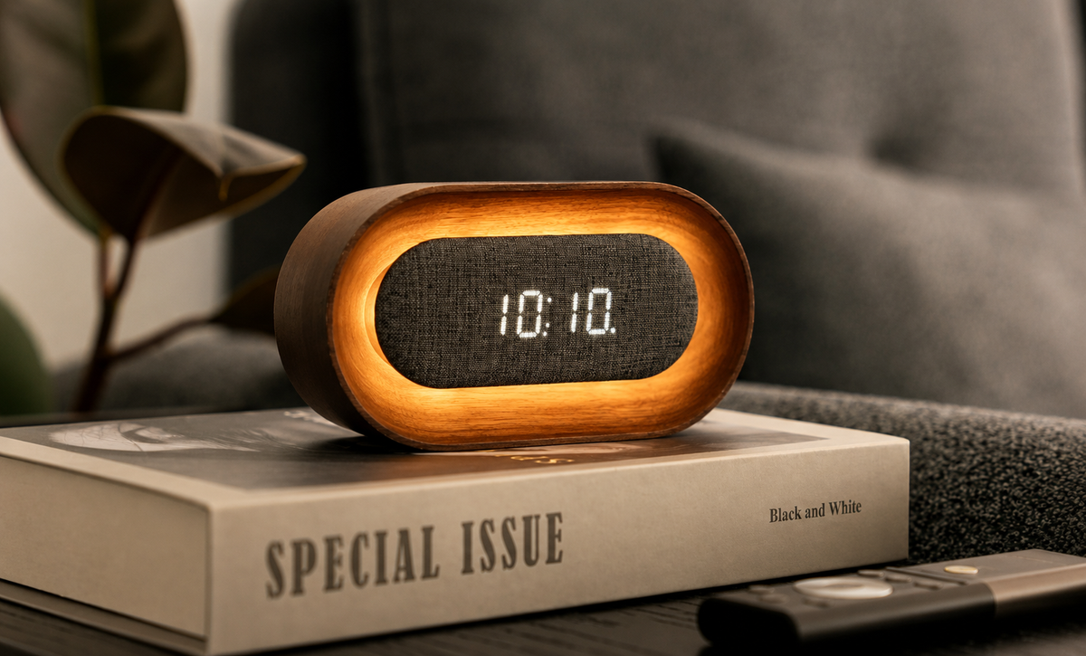 Lumos Night Light & Sound-Activated Clock, Oval