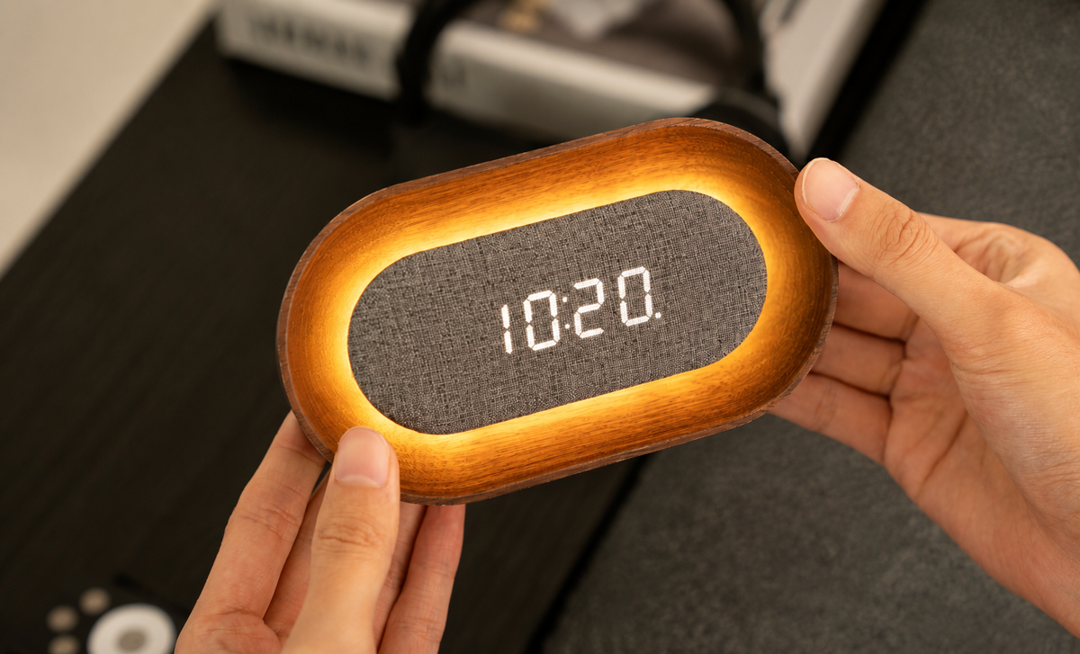 Lumos Night Light & Sound-Activated Clock, Oval