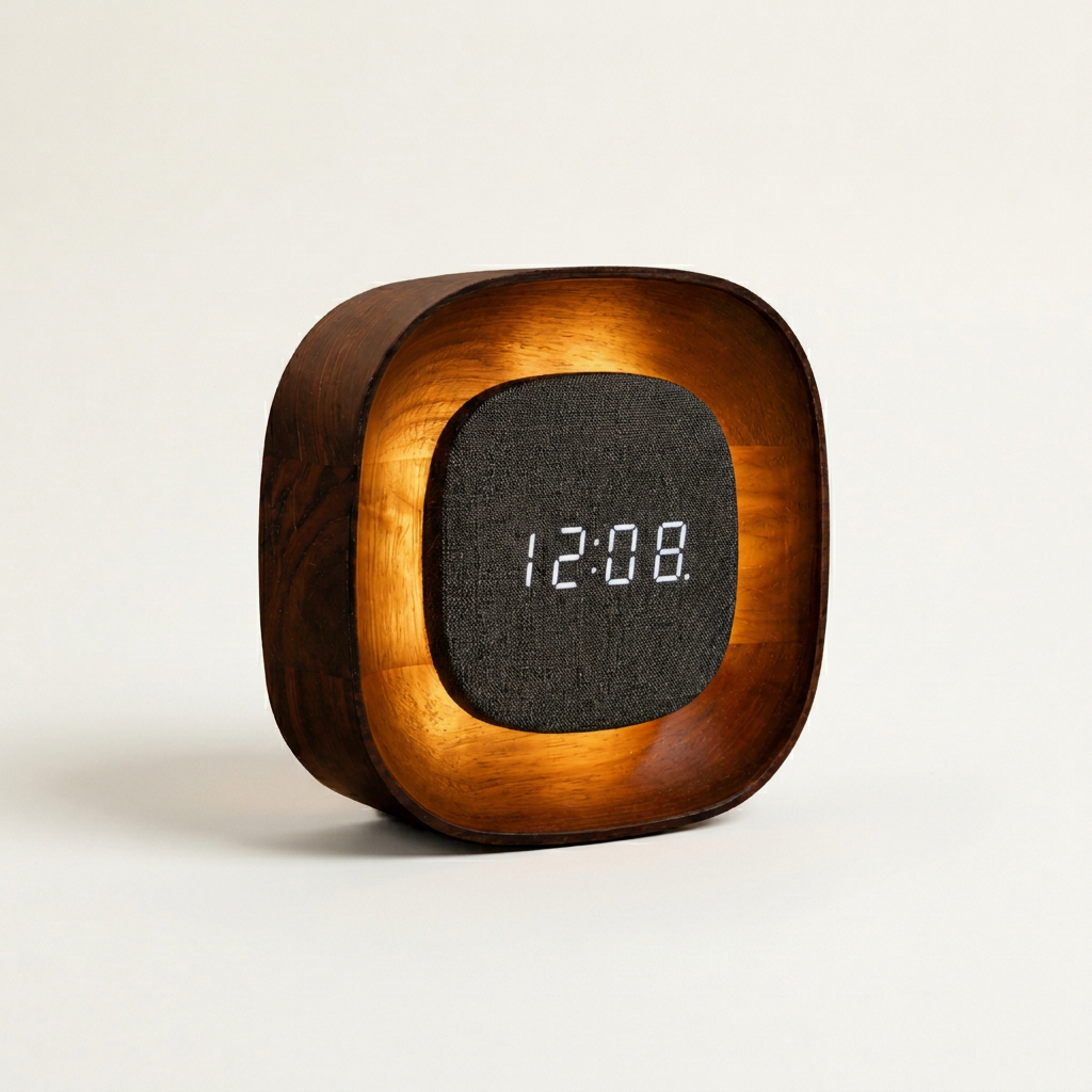 Lumos Night Light & Sound-Activated Clock, Square
